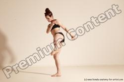 Underwear Martial art Woman White Moving poses Slim medium brown Dynamic poses Academic